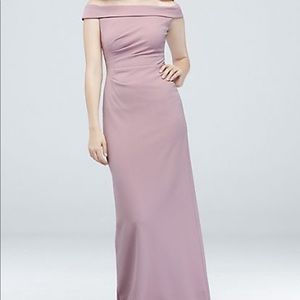 Off-the-Shoulder Stretch Crepe Ruched Dress